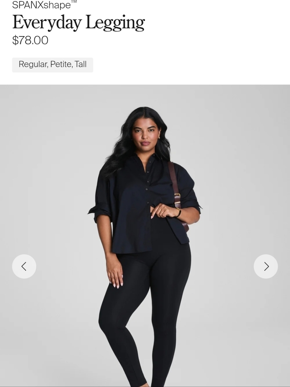SPANX Black Everyday Leggings Size L, Worn Once. No Front Seam, Full Lenght